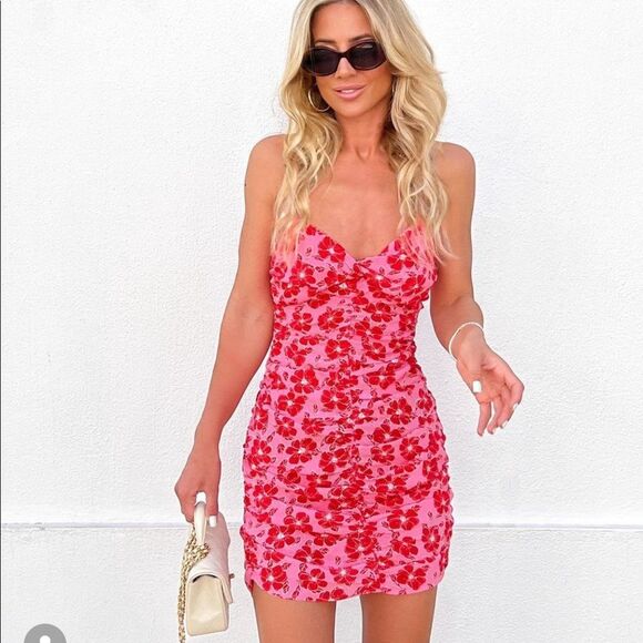 ZARA FLORAL PRINT DRAPED DRESS - Picture 3 of 11